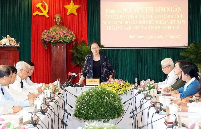 Chủ Tịch Quốc Hội Nguyễn Thị Kim Ngân Phát Biểu Tại Buổi Làm Việc. (Ảnh Trọng Đứcttxvn)